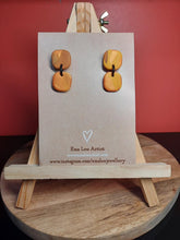 Load image into Gallery viewer, Peachy pair stud handmade earrings polymer clay earthy
