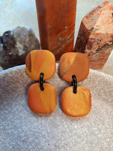 Load image into Gallery viewer, Peachy pair stud handmade earrings polymer clay earthy
