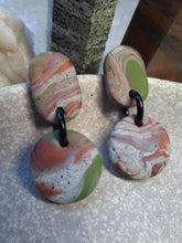 Load image into Gallery viewer, Pistachio green stud handmade earrings polymer clay earthy
