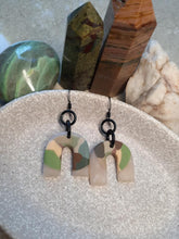 Load image into Gallery viewer, Frosty rainbow dangle handmade earrings polymer clay earthy
