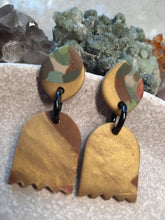 Load image into Gallery viewer, Marigold stud handmade earrings polymer clay earthy
