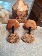 Load image into Gallery viewer, Linen breeze stud handmade earrings polymer clay earthy
