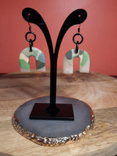 Load image into Gallery viewer, Frosty rainbow dangle handmade earrings polymer clay earthy
