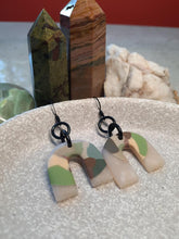 Load image into Gallery viewer, Frosty rainbow dangle handmade earrings polymer clay earthy
