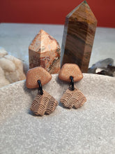 Load image into Gallery viewer, Linen breeze stud handmade earrings polymer clay earthy
