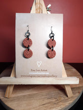 Load image into Gallery viewer, Red earth dangle handmade earrings polymer clay earthy
