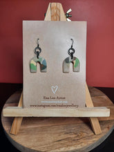 Load image into Gallery viewer, Frosty rainbow dangle handmade earrings polymer clay earthy
