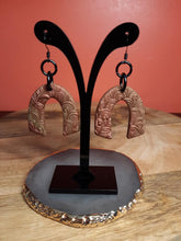 Load image into Gallery viewer, Rusty rainbow dangle handmade earrings polymer clay earthy
