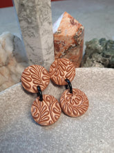 Load image into Gallery viewer, Rose beige stud handmade earrings polymer clay earthy
