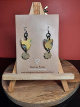 Load image into Gallery viewer, Glowing golden sun dangle handmade earrings polymer clay earthy
