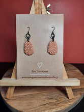 Load image into Gallery viewer, Pink amethyst dangle handmade earrings polymer clay earthy
