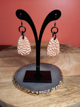 Load image into Gallery viewer, Pink amethyst dangle handmade earrings polymer clay earthy

