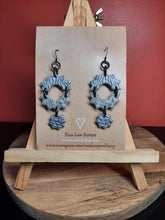 Load image into Gallery viewer, Silver stars dangle handmade earrings polymer clay earthy
