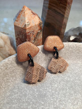 Load image into Gallery viewer, Linen breeze stud handmade earrings polymer clay earthy
