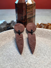 Load image into Gallery viewer, Mocha stud handmade earrings polymer clay earthy
