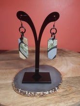 Load image into Gallery viewer, Grey wolf dangle handmade earrings polymer clay earthy
