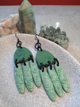 Load image into Gallery viewer, Sea green dangle handmade earrings polymer clay earthy
