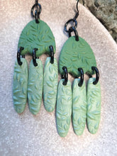 Load image into Gallery viewer, Sea green dangle handmade earrings polymer clay earthy

