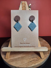 Load image into Gallery viewer, Peacock blue stud handmade earrings polymer clay earthy
