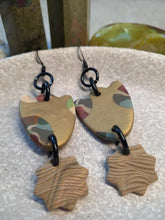 Load image into Gallery viewer, Glowing golden sun dangle handmade earrings polymer clay earthy

