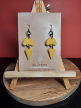 Load image into Gallery viewer, Honeysuckle dangle handmade earrings polymer clay earthy
