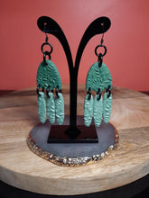 Load image into Gallery viewer, Sea green dangle handmade earrings polymer clay earthy
