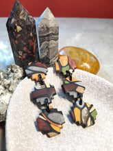 Load image into Gallery viewer, Limestone stud handmade earrings polymer clay earthy
