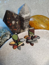 Load image into Gallery viewer, SALE Earthy lotus bud stud handmade earrings polymer clay earthy
