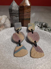 Load image into Gallery viewer, SALE Pavestone dangle handmade earrings polymer clay earthy
