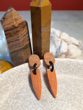 Load image into Gallery viewer, Pumpkin spice stud handmade earrings polymer clay earthy
