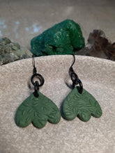 Load image into Gallery viewer, Irish clover leaf dangle handmade earrings polymer clay earthy
