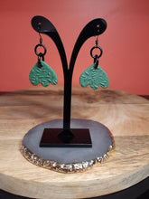 Load image into Gallery viewer, Irish clover leaf dangle handmade earrings polymer clay earthy
