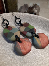Load image into Gallery viewer, SALE Forest wood dangle handmade earrings polymer clay earthy
