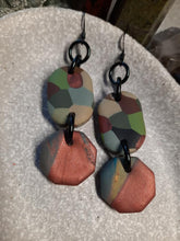 Load image into Gallery viewer, SALE Forest wood dangle handmade earrings polymer clay earthy
