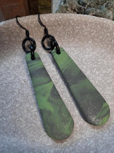 Load image into Gallery viewer, SALE Palace green dangle handmade earrings polymer clay earthy
