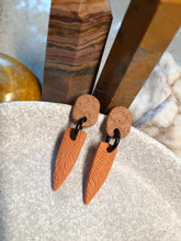 Load image into Gallery viewer, Pumpkin spice stud handmade earrings polymer clay earthy
