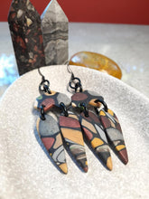 Load image into Gallery viewer, Slate hearts dangle handmade earrings polymer clay earthy
