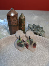 Load image into Gallery viewer, Grey cashmere stud handmade earrings polymer clay earthy
