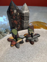 Load image into Gallery viewer, Earthy lotus bud stud handmade earrings polymer clay earthy
