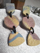 Load image into Gallery viewer, Pavestone dangle handmade earrings polymer clay earthy
