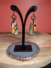 Load image into Gallery viewer, Hazelwood oval dangle handmade earrings polymer clay earthy
