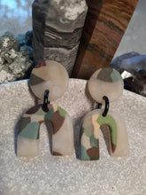 Load image into Gallery viewer, Fawn rainbow stud handmade earrings polymer clay earthy
