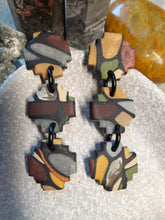 Load image into Gallery viewer, Limestone stud handmade earrings polymer clay earthy
