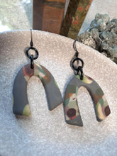 Load image into Gallery viewer, Grey owl dangle handmade earrings polymer clay earthy
