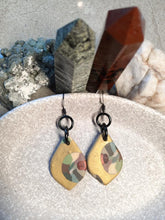 Load image into Gallery viewer, SALE Golden rays dangle handmade earrings polymer clay earthy
