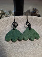 Load image into Gallery viewer, Irish clover leaf dangle handmade earrings polymer clay earthy
