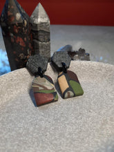 Load image into Gallery viewer, Rookwood stud handmade earrings polymer clay earthy
