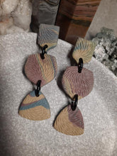 Load image into Gallery viewer, SALE Pavestone dangle handmade earrings polymer clay earthy
