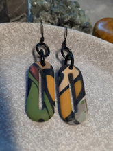 Load image into Gallery viewer, Hazelwood oval dangle handmade earrings polymer clay earthy
