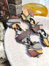 Load image into Gallery viewer, Limestone stud handmade earrings polymer clay earthy
